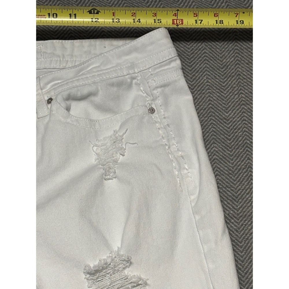 Rue 21 White High Rise Crop Jeans Distressed Ripped Button Fly Women Size 9/10 - Picture 5 of 7